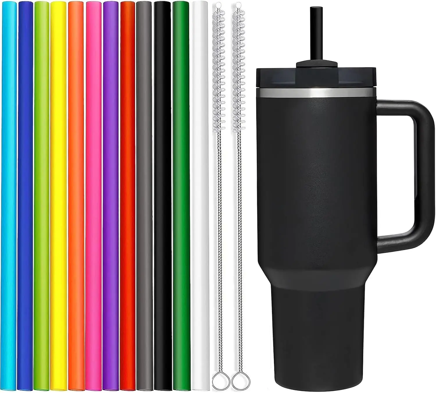 Reusable Hard Plastic Straws Drink Stick - 12 inches Durable Drinking Straws, Portable Cocktail & Home Bar Accessories, Compatible with 30 oz & 40 oz Tumblers, Colorful Daily Use Kitchenware Utensils