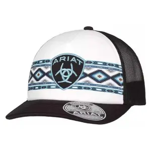 Ariat Unisex Southwest Logo Black & White Mesh Back Snapback Hats
