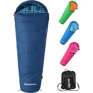 KingCamp 45°F Kids Sleeping Bag – Lightweight Waterproof 100% Cotton Flannel, Warm Mommy Shape Design for Cold Weather, Compact Camping Gear for Children 10-12, Fits Up to 5'5" Tall