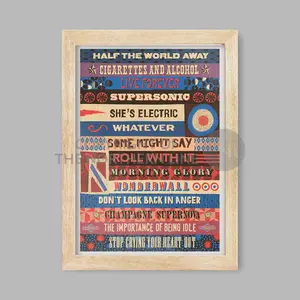 Oasis Definitely Glory Poster, Typographic Music Art Print, Home Room Decor, Gift For Fans