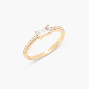 Blythe Ring with Baguette CZ in Gold by Brook and York