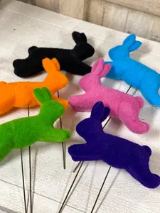 Flocked Rabbit Pick Six Assorted Colors