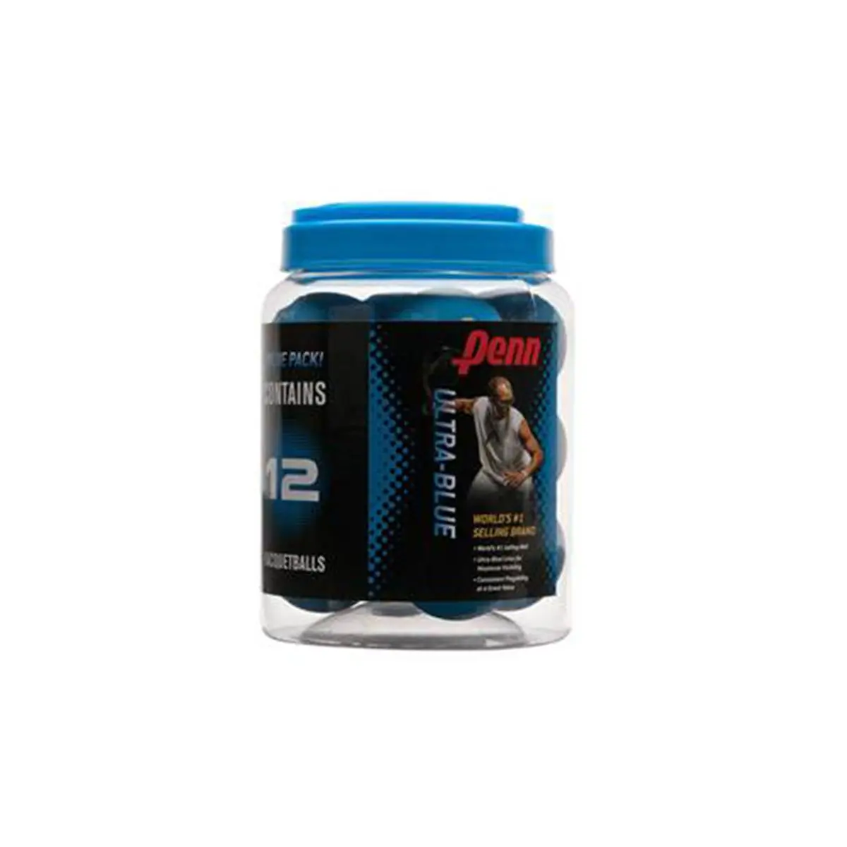 Penn Ultra-Blue Racquetballs, 12-Pack Institutional Supersize, 1.45 lbs Finest Material, for Outdoor Play & Tennis Racquet Sports Use