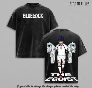 Blue Lock Isagi Yoichi Egoist Shirt | Soccer Anime Graphic Tee | Striker Awakening Art | Washed Vintage Streetwear Oversized Tee for Anime Fans