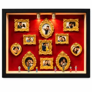 On Sale DIY Museum Photo Frame - DIY Shadow Box with 11*Mini Frames & 8* Figures,Mini LED lights - Home Decoration Wooden