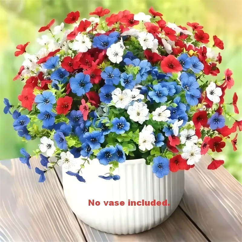 12-Piece Outdoor Artificial Flowers, UV-Resistant Spring Decor, Blue Daisies, Ideal for Porch Courtyard Window Box, Colorful Faux Bouquet, Faux Flower Bouquets