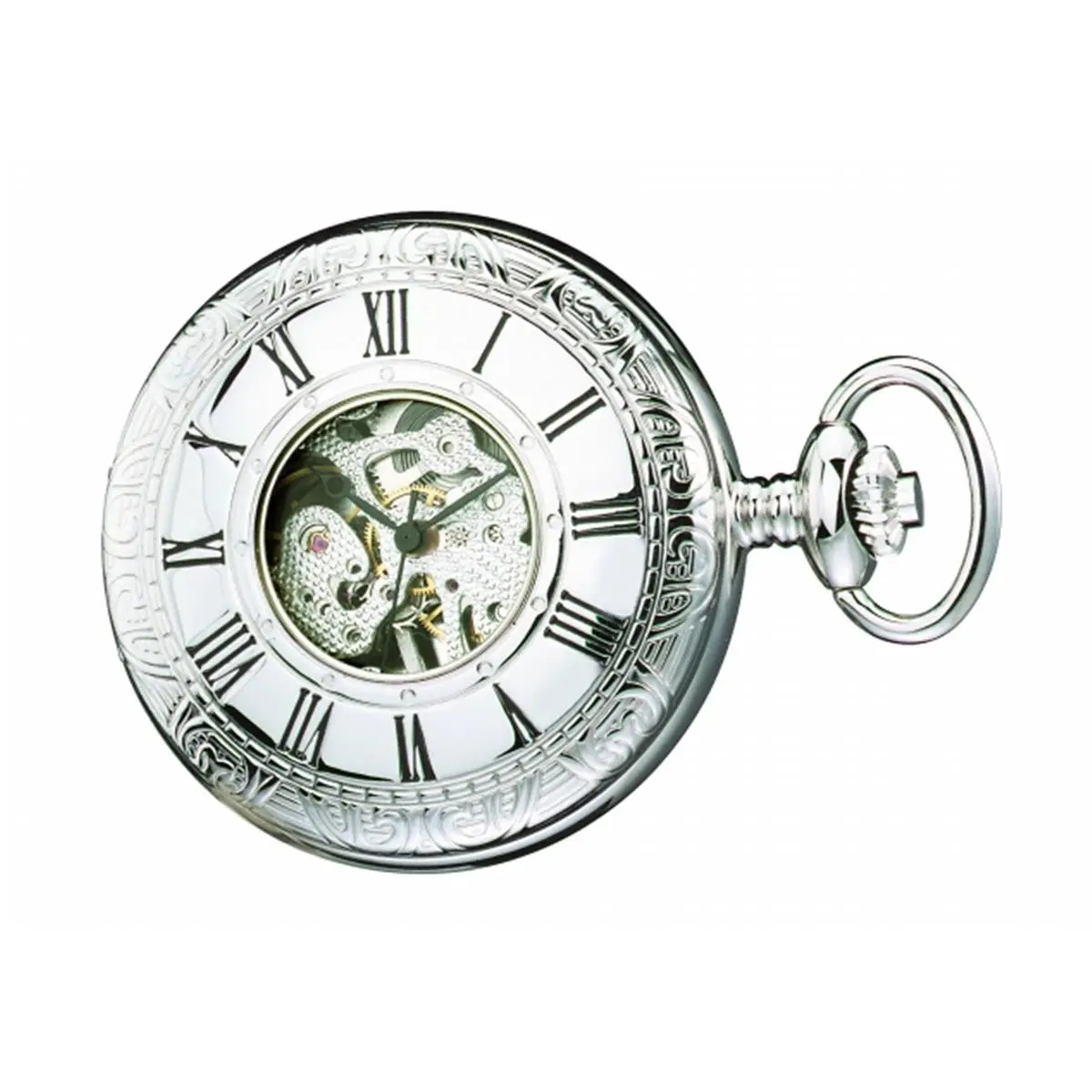 212 MAIN Charles-Hubert-Paris Brass Mechanical Hunter Case Vintage Fashion Watch - Unisex Fashion Accessory, Classical Boxed Luxury Pocket & Fob Watch, Brass Construction, Skeleton Face, Roman Dials, Classical Pocket & Fob Watches