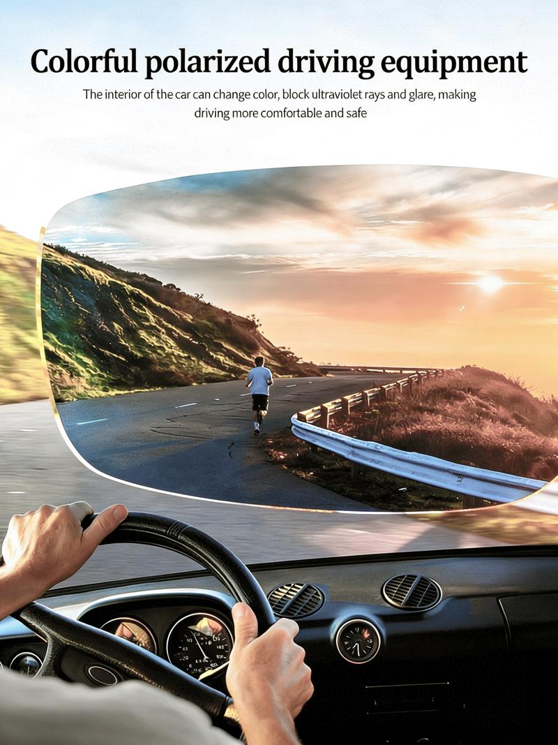 Paleshy Ultra-Light Smart Polarized Sunglasses 0.1-Second Color-Shift Photochromic Square Glasses for Men Women UV Blocking Outdoor Safety Eyewear with Rapid Lenses