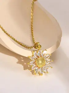 Sunflower Pendant Necklace for Women & Girls, Fashion Jewelry for Party & Daily Wear, Trendy Versatile Gift Idea