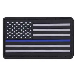 PVC Thin Blue Line Flag Patch - Hook Back