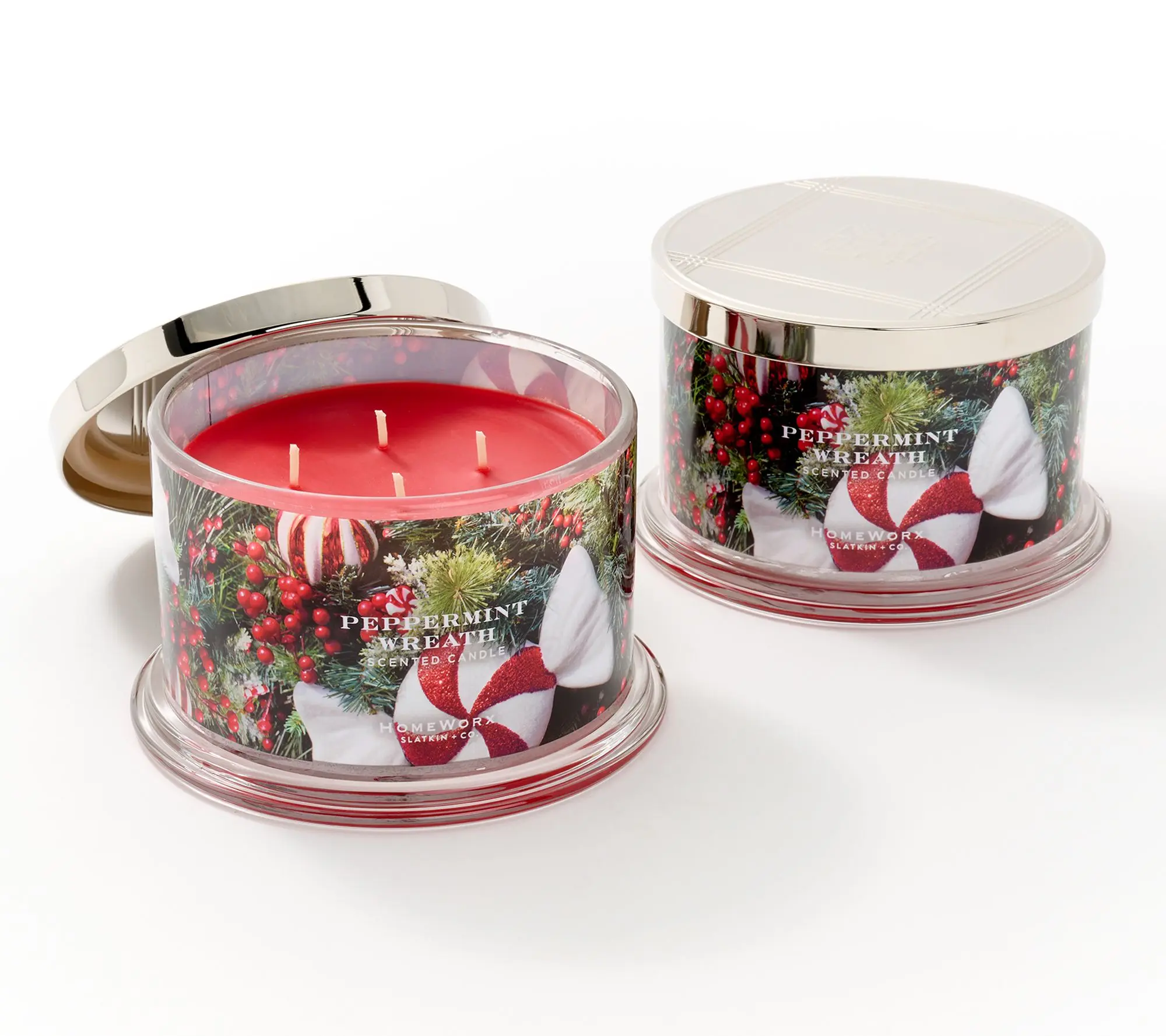 HomeWorx by Slatkin + Co. S/2 18oz Peppermint Wreath Candles HomeWorx by Slatkin + Co. S/2 18oz Peppermint Wreath Candles