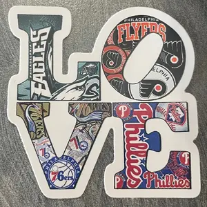 Small Philly love sticker sports teams. Colorful sticker. Great quality. Philadelphia team support.