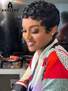 Hot Selling chioma wig Glueless Frontal Wig 13x4 Lace Front Wig, Short Curly Pixie Cut Hairpiece, Real Human Hair, 13x4 Size, Perfect for Daily Wear