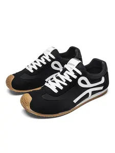 Men's Retro Colorblock Agony Shoes, Breathable Fabric and Faux Leather Patchwork Sneakers, Sporty Low Top Design for All Seasons