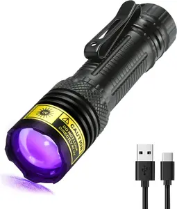 UV Flashlight 395nm Black Light Mini USB Rechargeable Ultraviolet LED Blacklight Woods Lamp  Fluorescent Portable Detector for Pet  Stains, Scorpions,  Curing