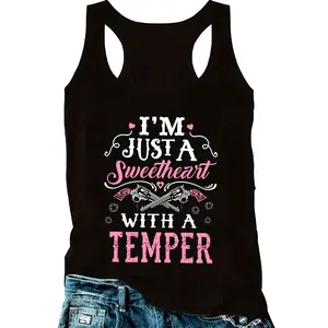 Casual Women'S Tank Top, Stylish Sleeveless Shirt with Letter Print And Round Neck,Summer Outfit, Country Concert, Rodeo, Line Dancing, Western Festival