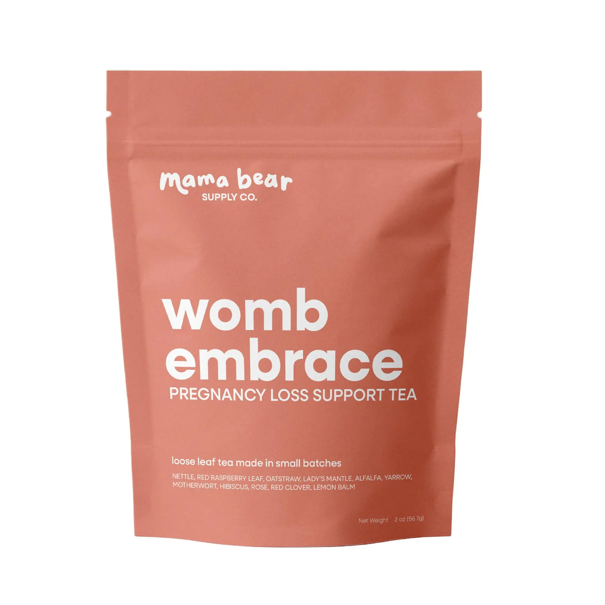 Miscarriage Support Tea – Womb Embrace by Mama Bear Supply Co., Organic Loose Leaf Herbal Blend for Pregnancy Loss Recovery, Caffeine-Free, ~45 Servings