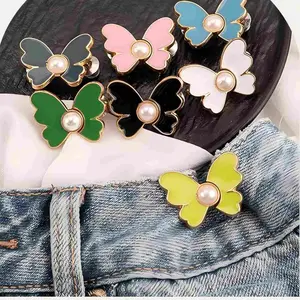 Butterfly Waist Buckles 6 Adjustable Waist Buttons No Sewing Needed Pants Clip for Waist Comfortable Metal Structure Universal Fit Waistband Adjuster