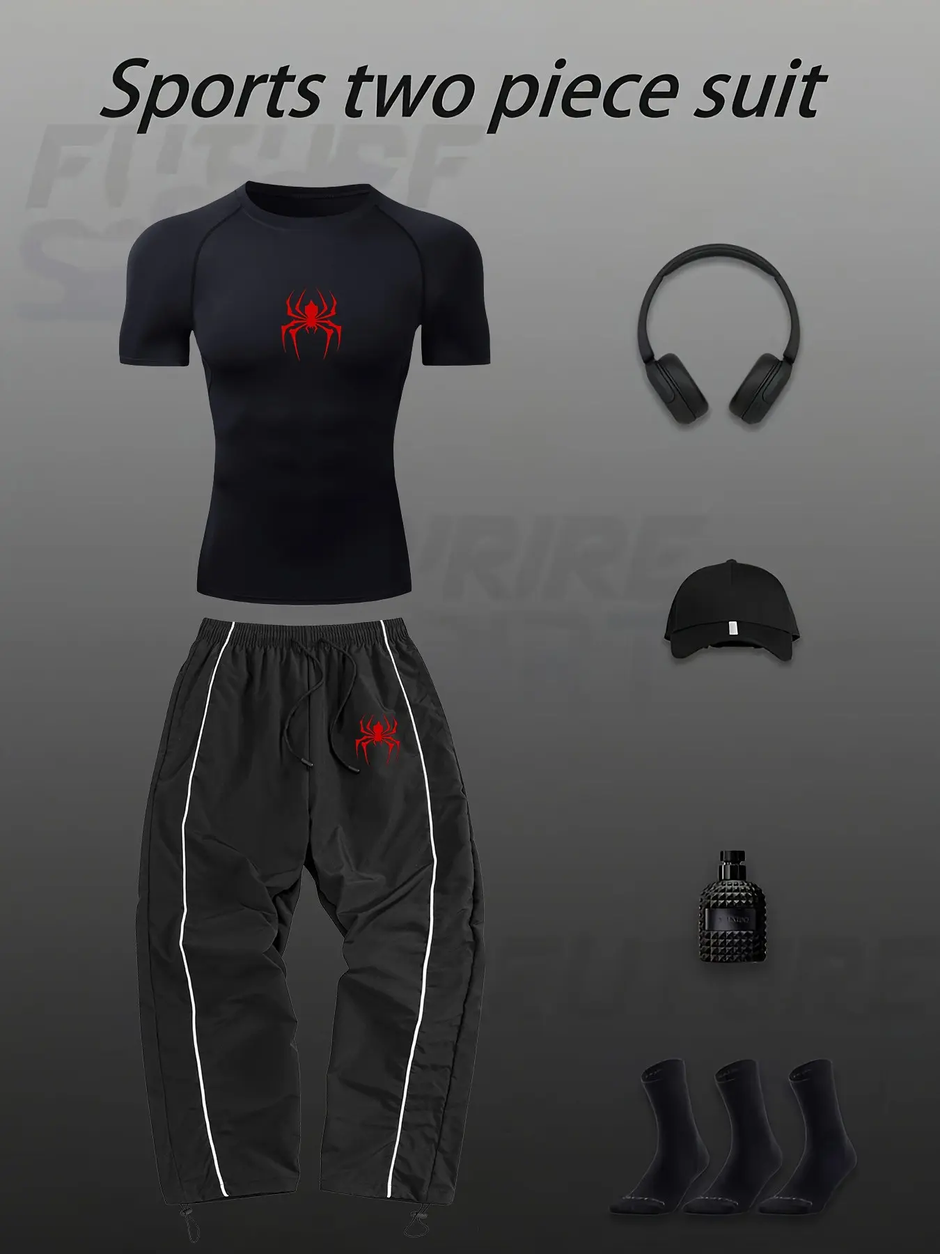 Men's Sporty Short Sleeve Top & Loose Long Pants Set, Matching Gym Set, Exercise Clothing Set, Sports Clothing Set, High Elastic Knit Fabric, Breathable, Comfortable, All Seasons Wear