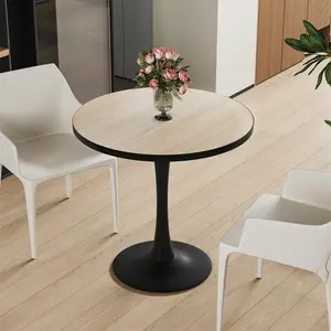 30" Round Dining Table for 2-3,Sintered Stone Top + Large Pedestal Base,80cm High Leisure Table for Kitchen,No Chairs