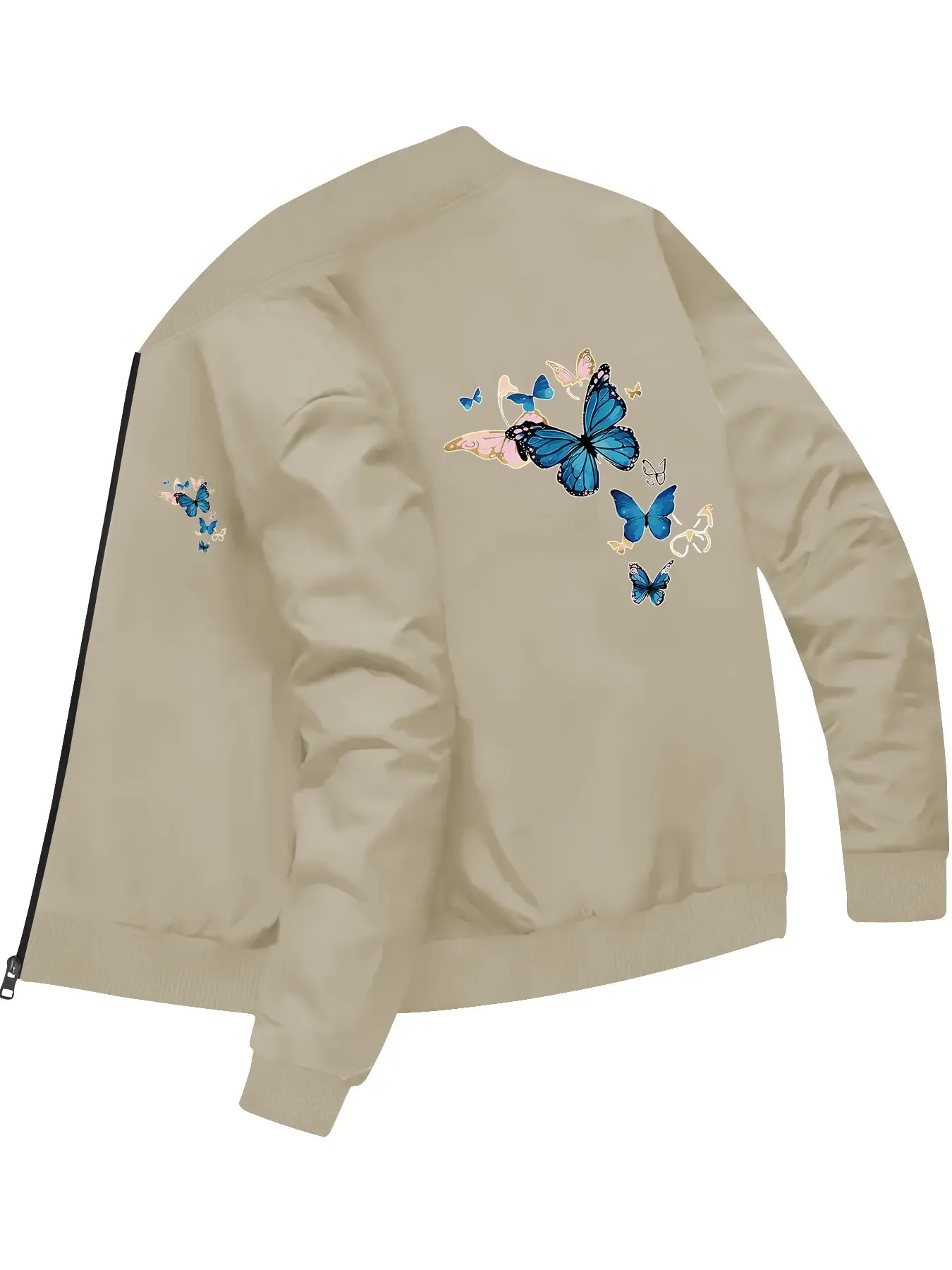 Fashion Trendy Personality Butterfly Printed Baseball Jacket for Daily Casual Streetwear and Fashionable Outfits