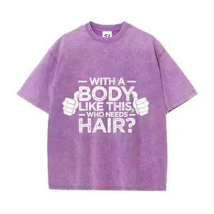 Vintage 260g Heavy Cotton Washable Direct Spray Funny Graphic T-Shirt Breathable Relaxed Fit For Proud Bald Dads