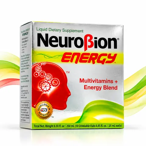 Neuro Energy Liquid Dietary Supplement 10 Viales with Amino Acids B Complex Vitamins Zinc & Chromium for Brain Health 8.5 oz - Fitness