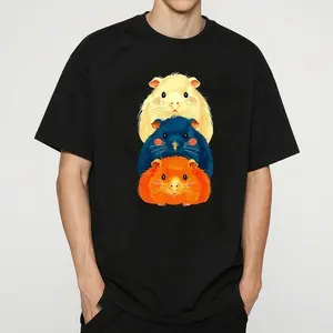 Guinea Pig Pile Short Sleeve Tee – Cute Cotton Shirt for Men and Women Outdoors