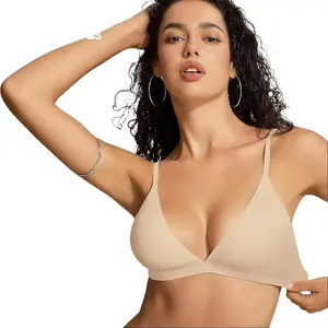 Buttery Soft Double Layer Wireless Bra No Underwire Comfort Triangle Bralette for Everyday Lounge Wear Womenswear Casual Style