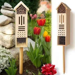 Pollination Castle – 24 Inch Large Wooden Insect House & Bug Hotel for Bees, Butterflies & Ladybugs | Eco-Friendly Garden Pollinator Habitat | Insect House for Garden Yard