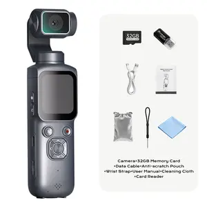 Pocket 4K HD handheld gimbal camera: capable of taking photos and recording video, featuring a 330° rotating lens and intelligent face tracking, as well as wireless photo and video transfer via Wi-Fi. Includes a 32GB memory card and card reader.