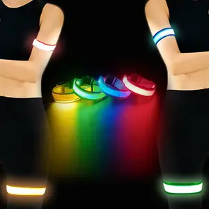 COMMIXCN 1PC LED Flash Light Up Armband, Adjustable Elastic High Visibility Band for Arm/Thigh, Night Running Walking Safety Gear