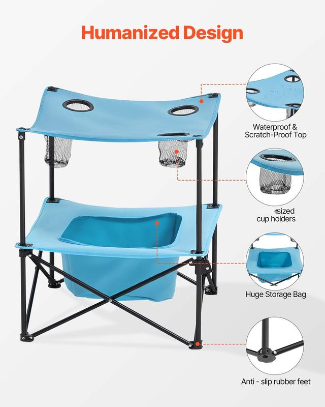 Folding Portable Camping Table With Oxford Cloth Top For Outdoor Picnics And Events, Square Table Design With 4 Cup Holders, Lightweight Foldable Picnic Desk, Sturdy Steel Frame, Non-Slip Feet, Easy Open And Close, Compact Storage