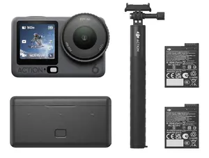 DJI Osmo Action 6 Enhanced Combo, 8K Waterproof Action Camera with 1/1.1" Square Sensor, Variable Aperture of f/2.0–f/4.0, Extended Battery Life with 2 Batteries, 1.5m Extension Rod, Battery Case