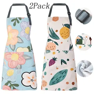 2 Pack Apron for Women with Pockets,Adjustable Cotton Chef Aprons,for Kitchen, Gardening, Cooking, BBQ or Baking