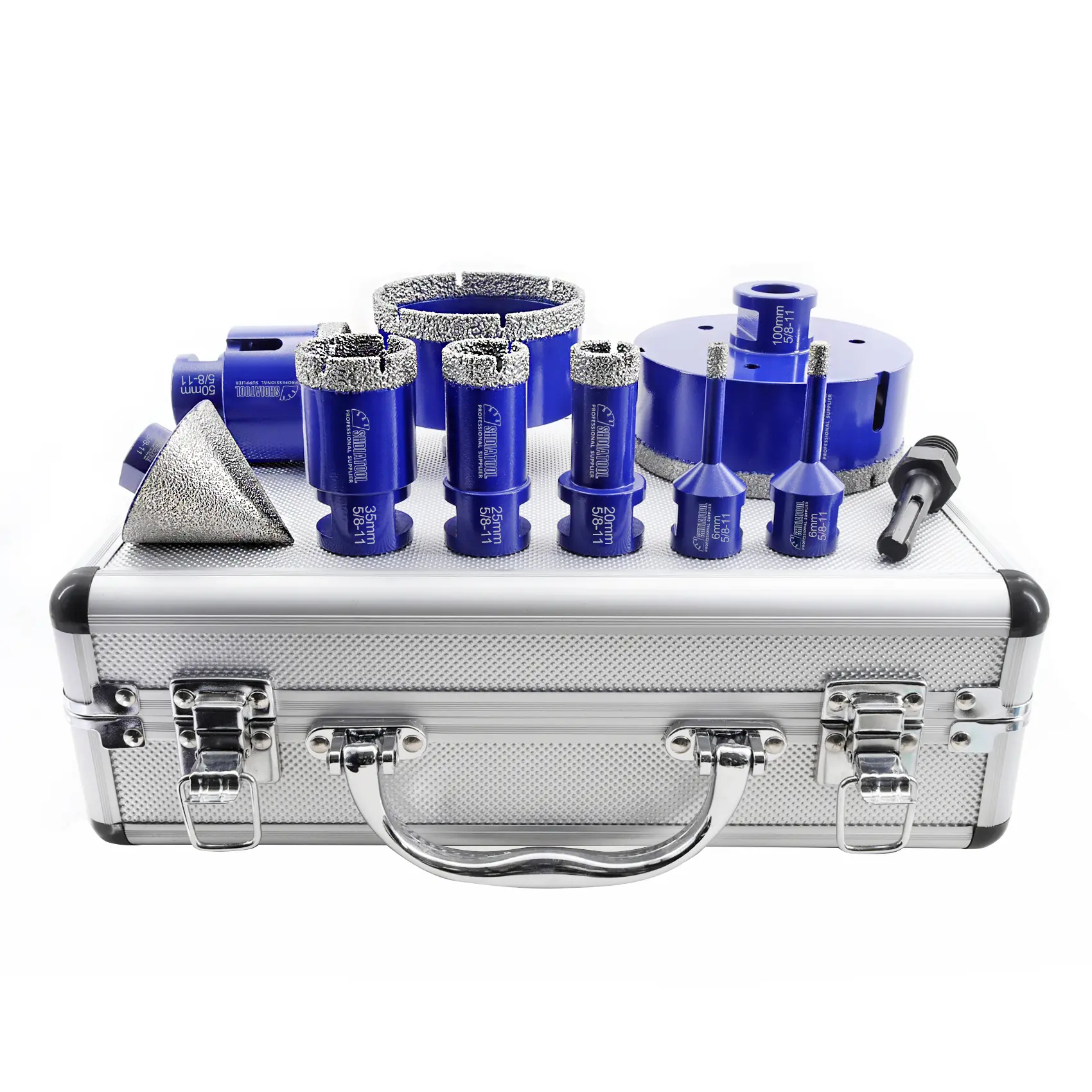 SHDIATOOL Diamond Tile Drill Bits Set,Porcelain Hole Saw, Cutter for Marble Ceramic Granite 9pieces(6/6/20/25/35/50/75/100mm/2 inch),father'sdaygifts