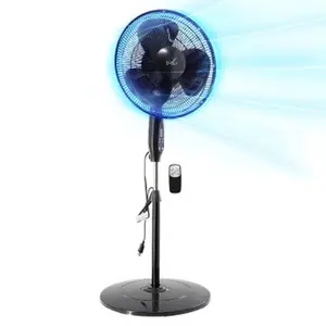Vie Air 16 Inch 3 Speed Oscillating Stand Fan with Remote Control in Black