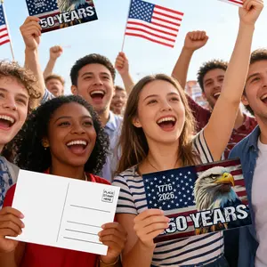 250th Anniversary Postcard 1776-2026, American Patriotic Decoration, Vintage Us Envelope Card, Ideal for Independence Day Historical Theme Parties