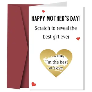 1pc Funny Mother's Day Scratch-Off Card with Envelope, Reveal Special Mother's Day Present Interactive Greeting Card for Mom, Scratch Surprise Announcement Card from Daughter Son