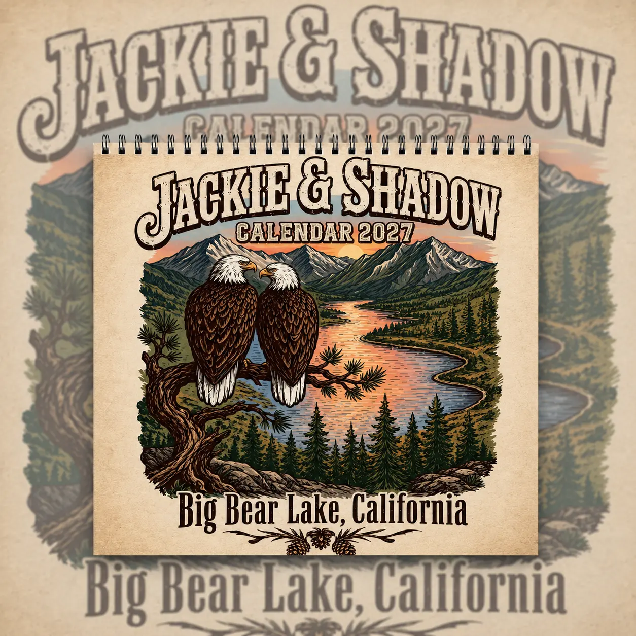 Jackie And Shadow Calendar 2027 ,Big Bear Lake California Eagles Couple,RIP Jackie Calendar 2027