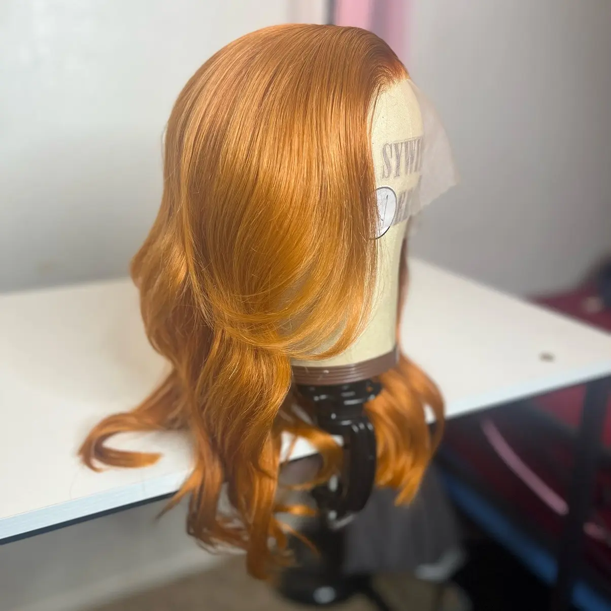 Daphne is ginger, 13 x 4 transparent frontal lace, 14 inch human hair wig