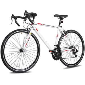 Hykolity Road Bike, 700C Wheel City Commuter Bicycle, 14 Speed Drop Bar, Hybrid Bikes with Caliper Brakes, High-Carbon Steel Racing Adult Bike, Urban Adult Bicycle for Men and Women, White