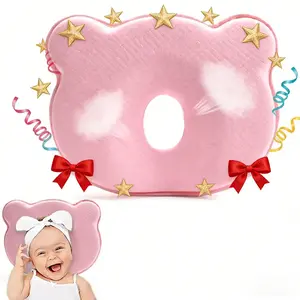 Soft Silicone Baby Nap Pillow, Breathable Memory Sponge Head & Neck Support Pillow, Flat Head Correction Side Sleep Pillow, Machine Washable Travel Pillow for Home Use