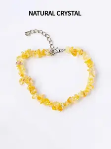 Natural Citrine Stone Beaded Gemstones Bracelet, Fashionable Jewelry for Women & Men, Trendy All-match & Exquisite Jewelry for Birthday Gift