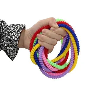 Random Color Elastic Chew Necklace Set, 6 Counts/set Cute Stress Relief Sensory Play Toys, Sensory Teether, Concentration Training Toys, Early Education Supplies, Teething Relief Set