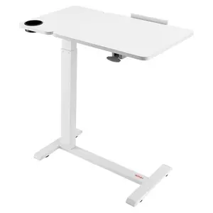 Multifunctional Adjustable Hydraulic Lift Overbed Table with Steel Frame - Tiltable Desktop, Height-Adjusted, Wheels, Low-Profile Under-Bed Storage Compatibility, Bed Tray for Eating, Working - Ideal for Home Use, Hydraulic Lift Table
