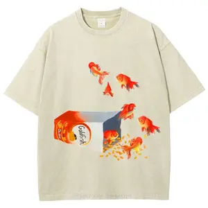 Seven Goldfishes Unisex Vintage Washed Shirt, Graphic Tee, Unisex Fashion, Full Color, Full Size, For Men, For Women