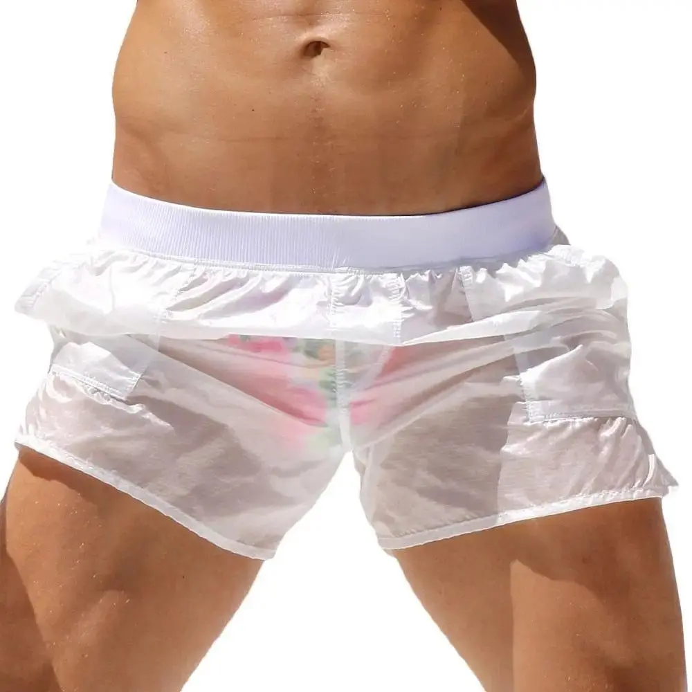 Men's Hawaiian Beach Quick-Dry Swim Trunks - Transparent Design, Multifunctional Summer Sports Shorts (S, XXL)
