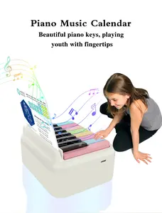 Mini Piano Calend White 15 Keys 1200mAh Rechargeable Battery ABS Material USB Battery Power Supply Ideal Christmas Birthday Gift for Families Friends Beginner's Music Keyboard