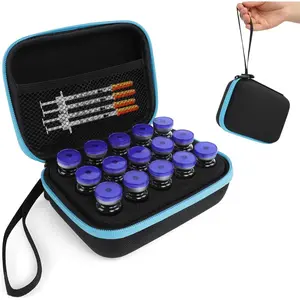 15 Slots 10ml U-100 Vials Insulin Vial Cooler Travel Case, Waterproof EVA Peptide Vial Protector Bag(Only Case)
